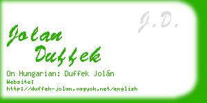 jolan duffek business card